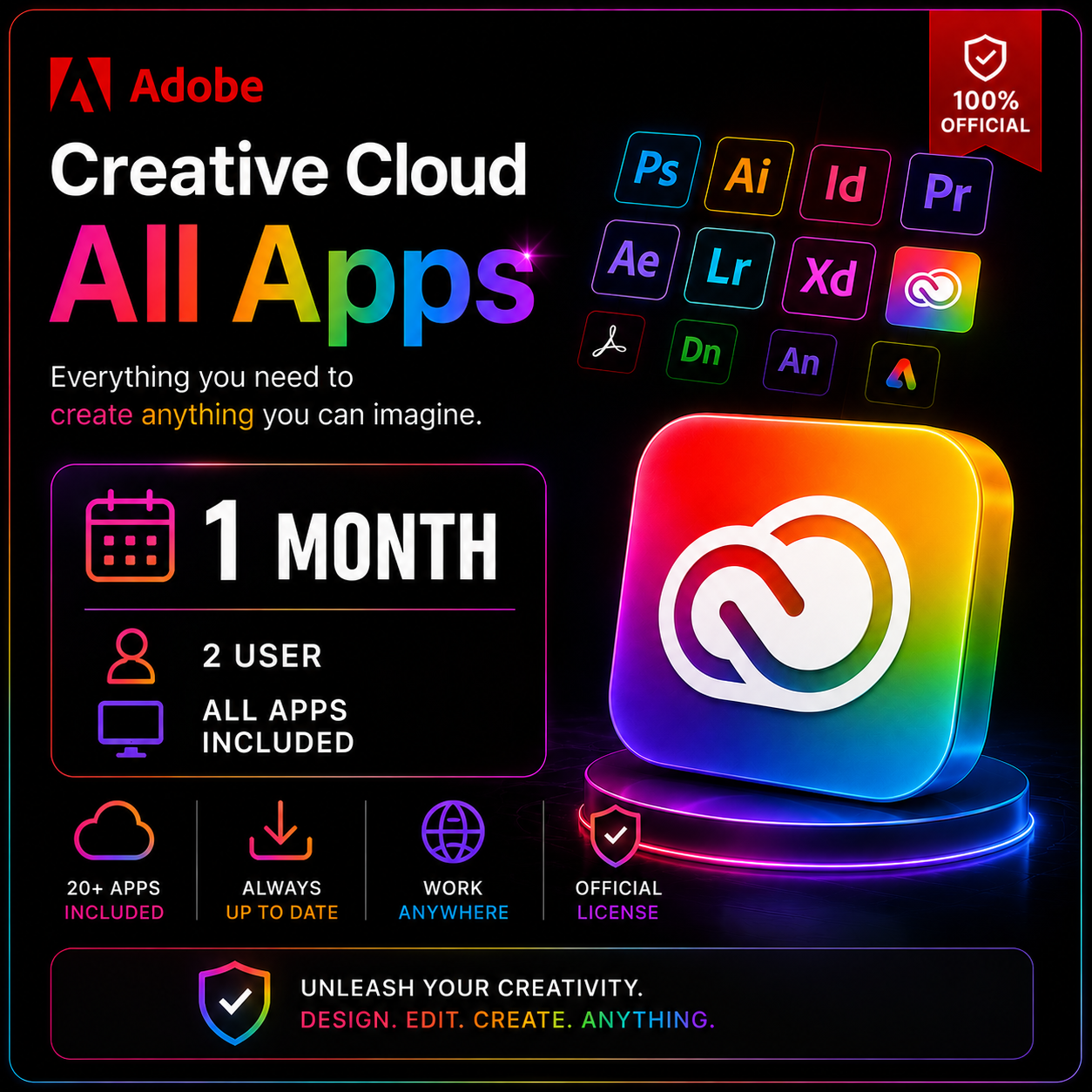 Adobe Creative Cloud All Apps - 1 Month - 1 User