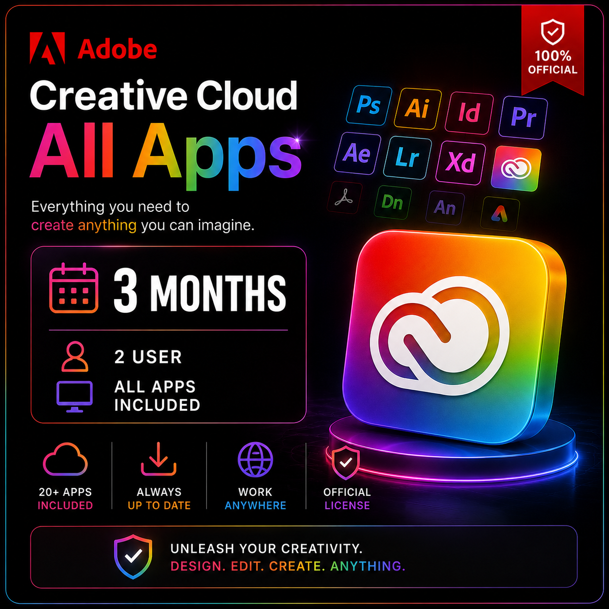 Adobe Creative Cloud All Apps - 3 Months - 1 User