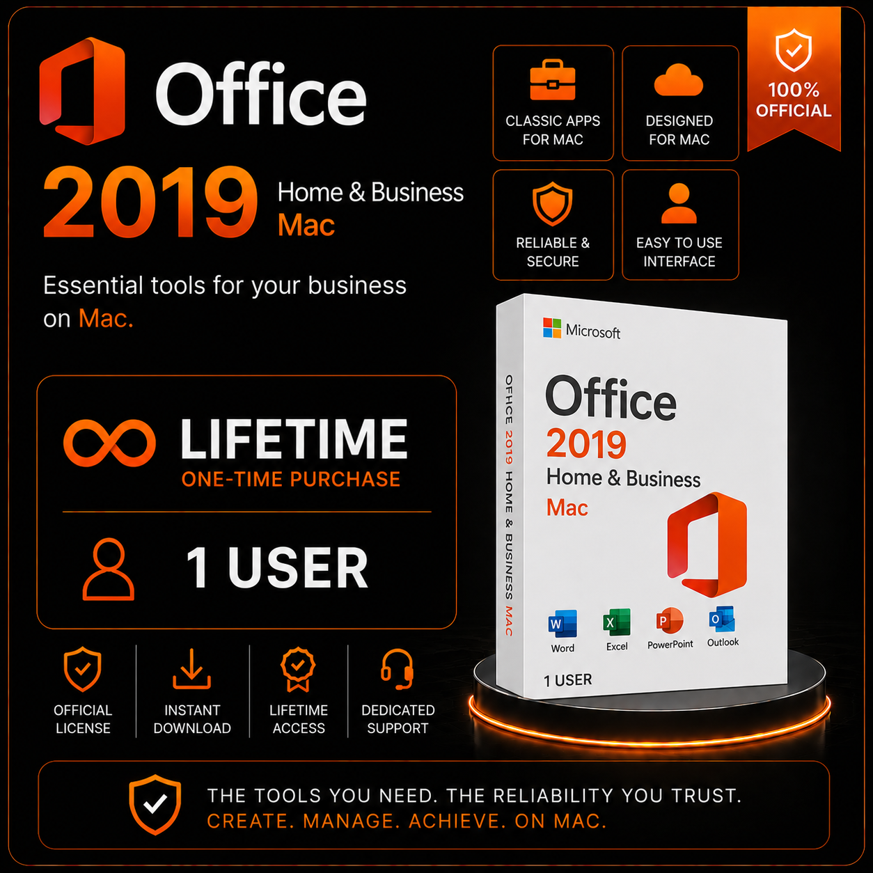 Office 2019 Home & Business Mac - Lifetime - 1 User