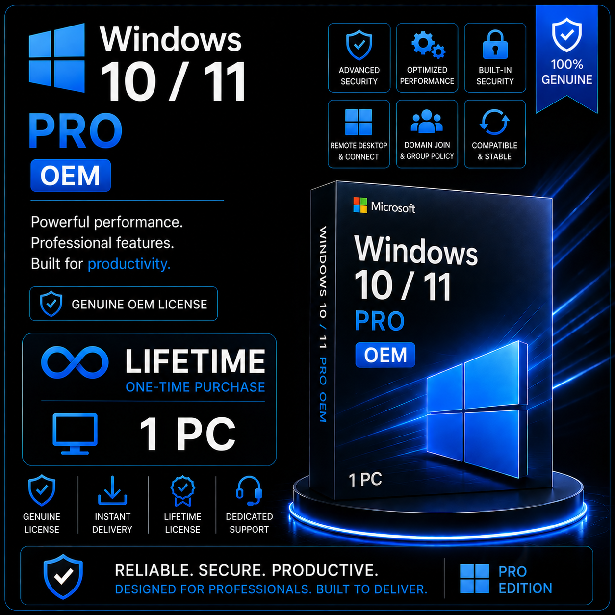 Windows 10/11 Pro OEM - Lifetime - 1 PC
