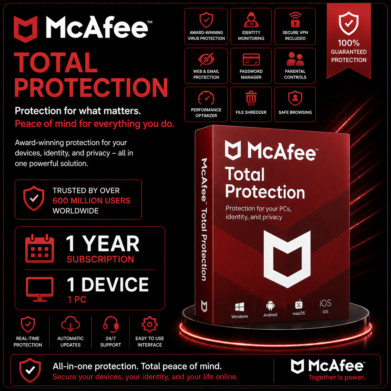 Mcafee total protection - 1 Year - 1 PC