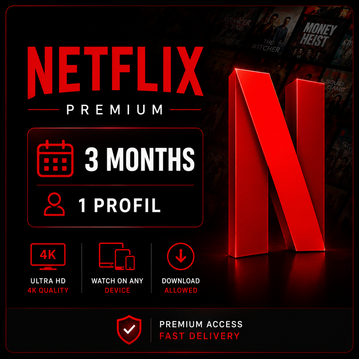 Netflix Premium - 3 Months - 1 Account