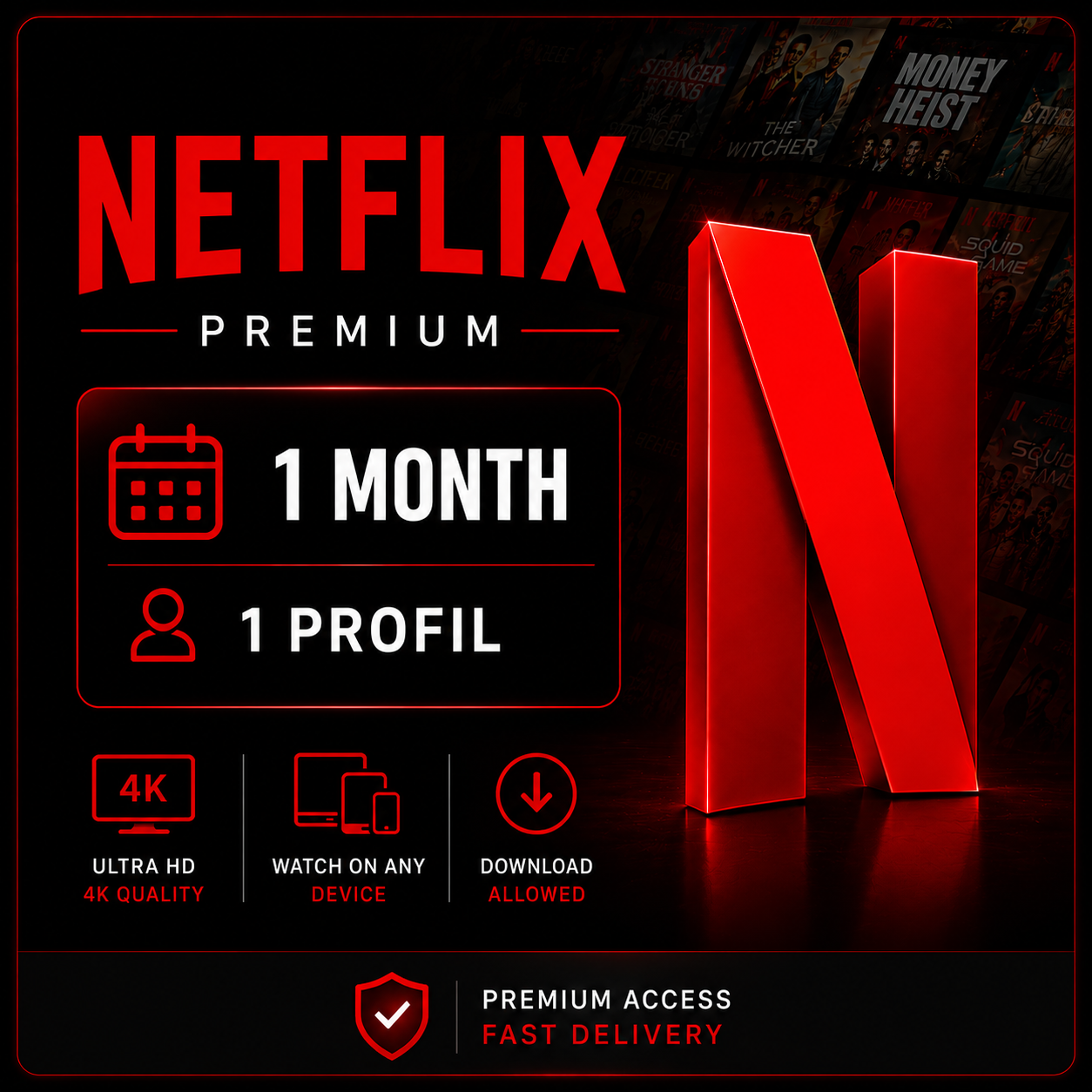 Netflix Premium - 1 Month - 1 Account
